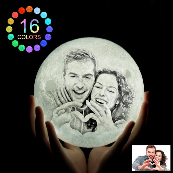 3D Photo Moon Light 16 Colors Personalized/Personalised for Mothers Day, Custom 3D Engraved Photo Moon Light(3.9-7.9Inch)
