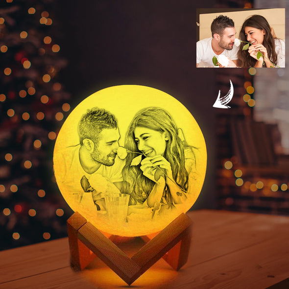 Personalized 3D Moon Photo Lamp Custom Engraved 3D  Luna lights with picture - amlion