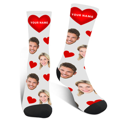 Custom Photo Heart Socks For Lover - amlion