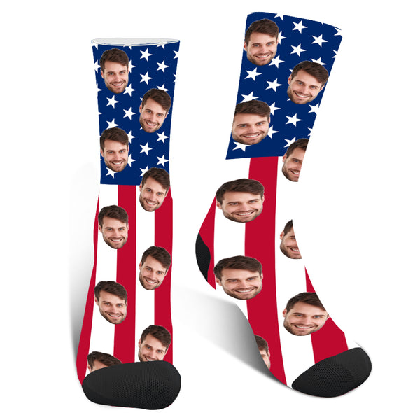 Custom Photo American Flag Socks - amlion
