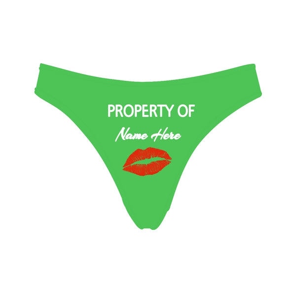 Personalized Property of Name Green Thong Panty - amlion