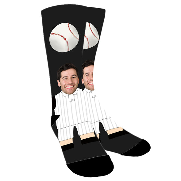 Custom  Photo Baseball Player Face Socks For Men Women Unisex - amlion