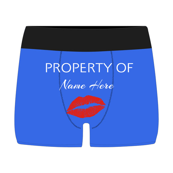 Personalized  Property of Name Blue Boxer Briefs - amlion