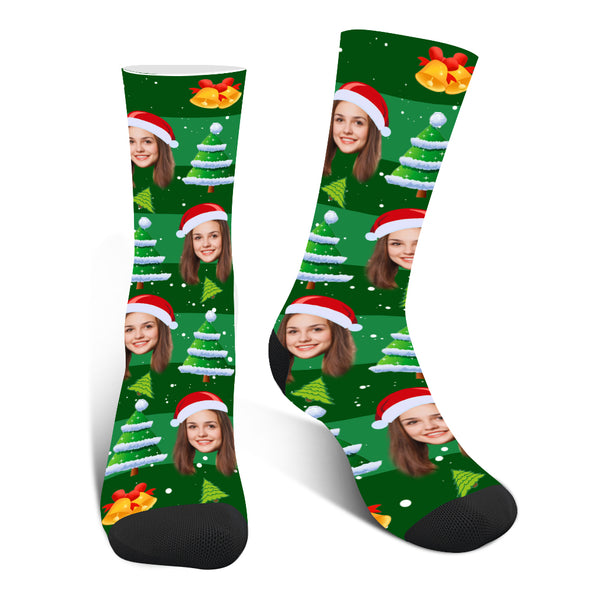Custom  Photo Face Christmas Socks - amlion
