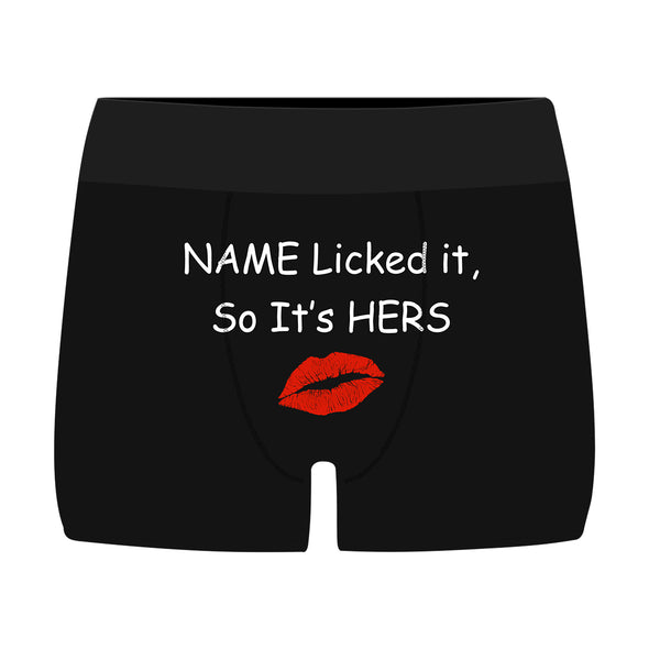 Personalized Name "Licked It" Black Boxer Briefs - amlion