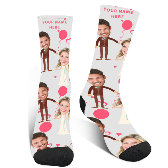 Custom Wedding Pattern Photo Socks For Men And Women - amlion