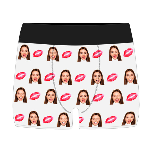 Personalized Face  Lover's Lips  Boxer Briefs - amlion