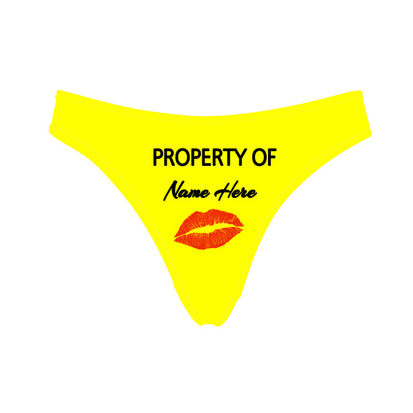 Personalized Property of Name Yellow Thong Panty - amlion