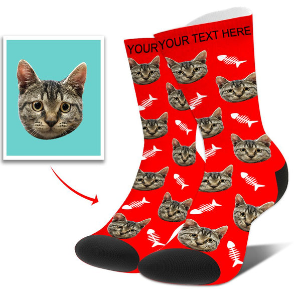 Custom Personalized Funny Face Photo Socks With  Dog, Cat, Other Pets Face Photo into Socks