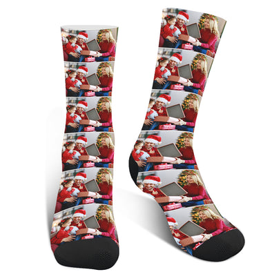Custom Personalized Family Photo Crew Socks for Men Women Unisex Large - amlion