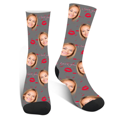 Custom Photo " I Love You" Printed Lover Socks For Men Women Unisex - amlion