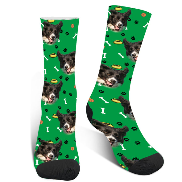 Custom Bone Pattern Dog's Photo Socks For Men And Women - amlion