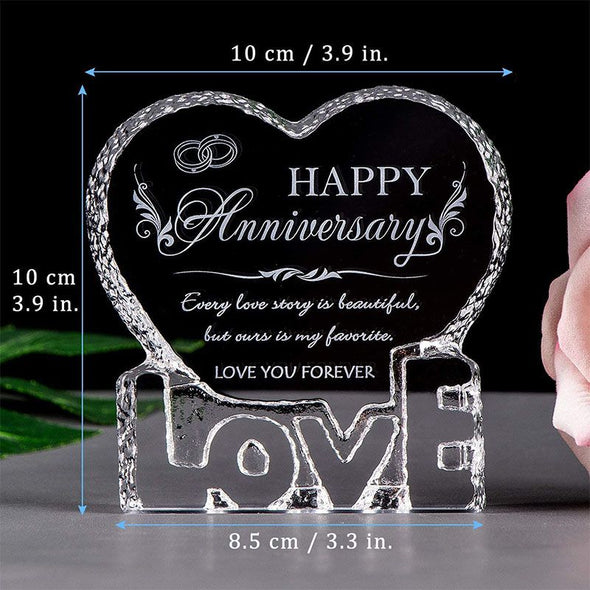 Personalized Custom 3D Crystal Cube Photo, Customized Heart Crystal Photo, Picture Laser Engraved with Free LED Base Included