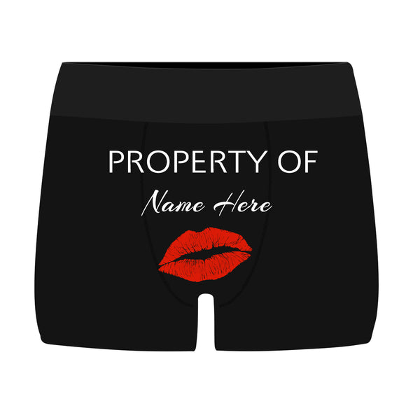 Personalized  Property of Name Black Boxer Briefs - amlion