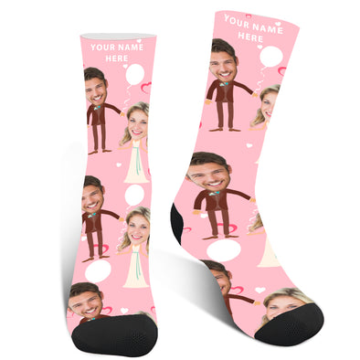 Custom Wedding Pattern Photo Socks For Men And Women - amlion