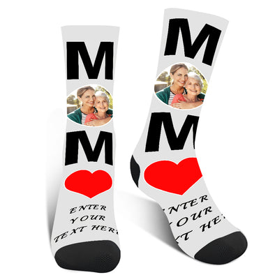 Custom Photo "MOM" Printed Face Socks - amlion