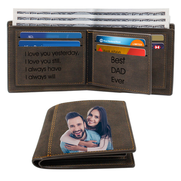 Personalized Custom Photo Wallets for Men Father Color Printing Dark brown - amlion