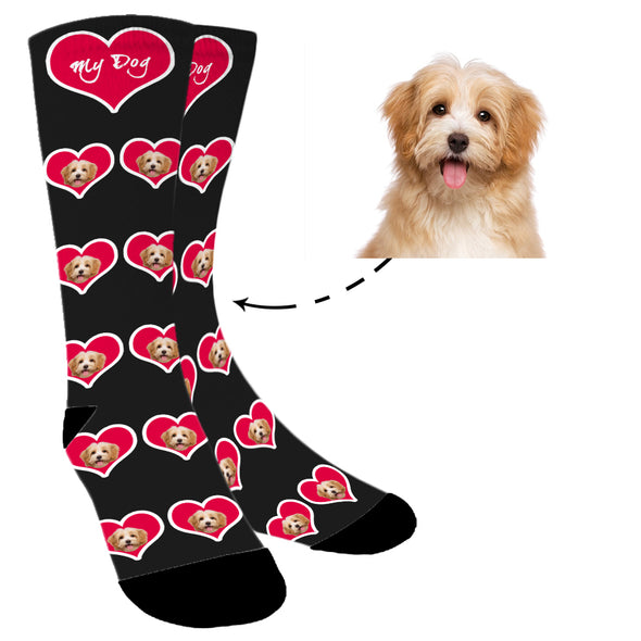 Custom Face "My Dog" Heart Pet's Photo Socks - amlion