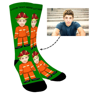 Custom Fireman Photo Socks for Men Women Unisex - amlion