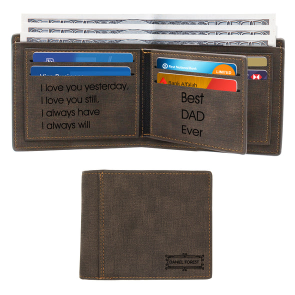 Personalized Custom Photo Logo Wallets for Men Father Dark brown - amlion