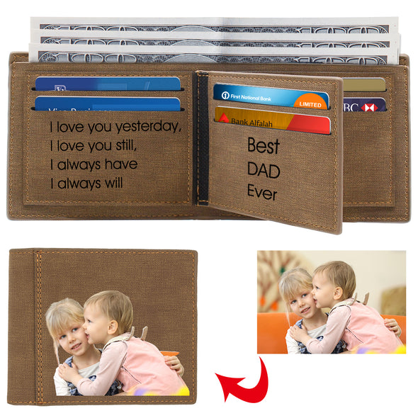 Personalized Photo Wallets for Men Father Color Printing Light brown - amlion