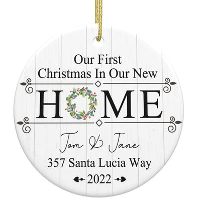 First Christmas in Our New Home Personalized Christmas Ornament, Custom Photo Ceramic Ornaments for Xmas