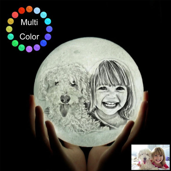 Photo Moon Lamp with 16 Colors, Customized Moon Lamp with Photo Print(10-20CM)