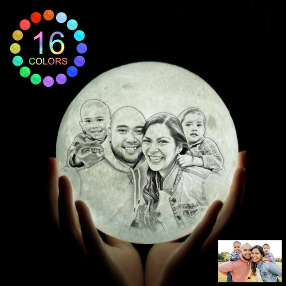 Personalized/Personalised Moon Photo Lamp 16 Colors, Custom 3D Photo Moon Lights For Mom (3.9-7.9Inch)