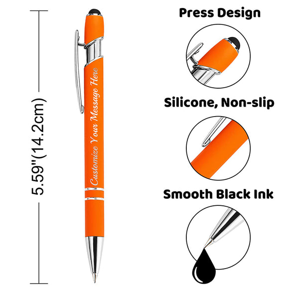 Personalized Bulk Pens with Stylus,Custom Engraving Ballpoint Pens for Your Back to School Supplies,Black Ink