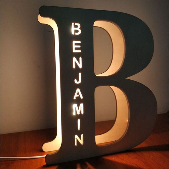 Personalized Engraved Wooden Name Letter Lamp  for Mother's Day, Father's Day Gift-7.5*7.1in
