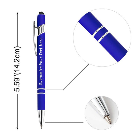 Personalized Pens Bulk with Stylus Tip, Engraved Ballpoint Pens, Black Ink