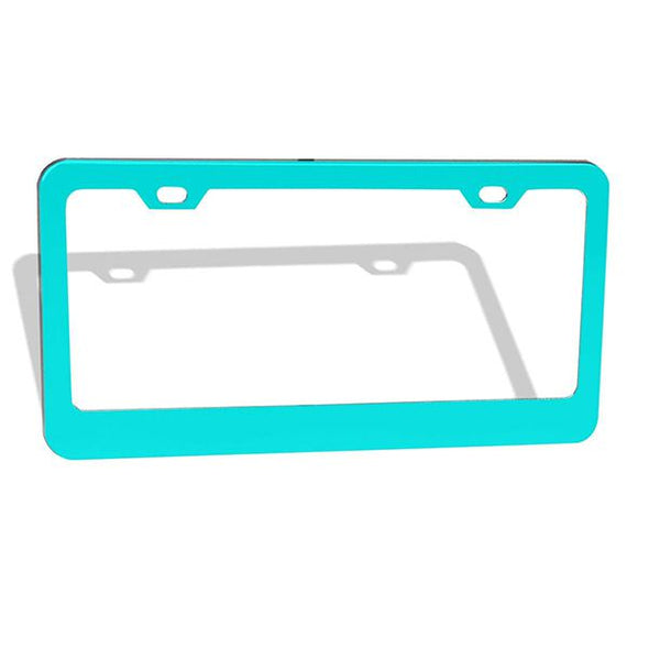 Customized Design Metal Car License Plate Frame with Text,12"x6",Cyan