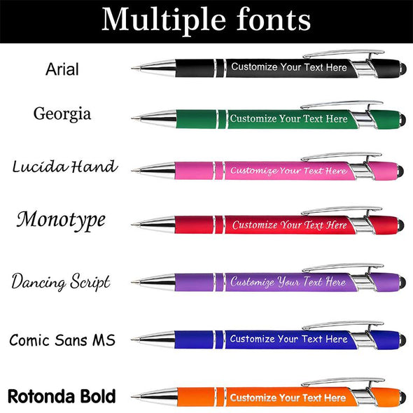 Personalized Pens Bulk with Stylus Tip, Custom Engraving Ballpoint Pens for Your Back to School Supplies