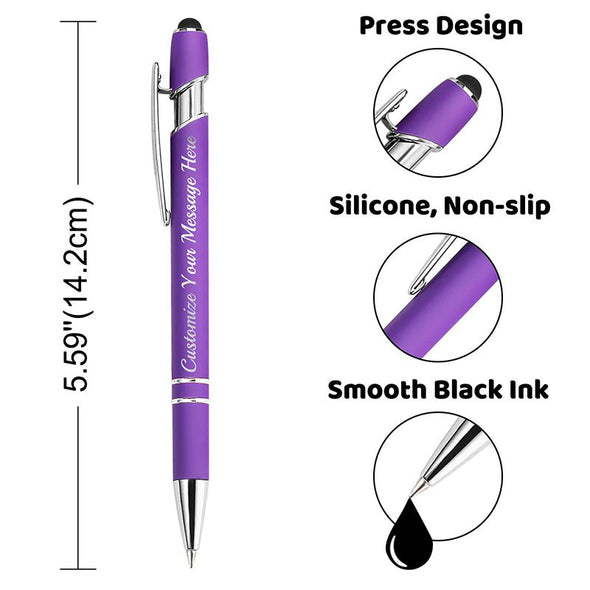 Personalized Bulk Pens with Stylus,Custom Engraving Ballpoint Pens for Your Back to School Supplies,Black Ink