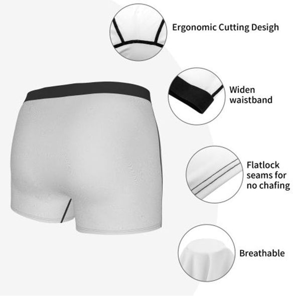 Personalized Zipper Face Men's Boxer Briefs, Custom Face Boxer Underwear for Him
