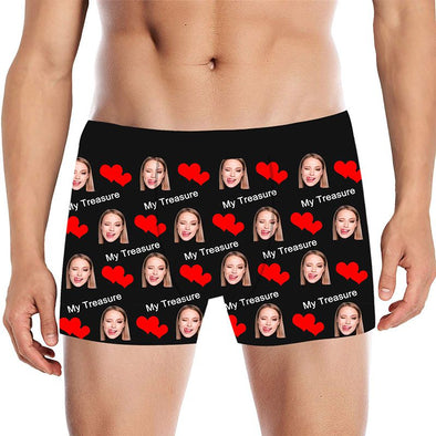 Personalized Funny Boxers Briefs for Men with Face Underwears for Men Boys Husband Boyfriend Gifts-Black