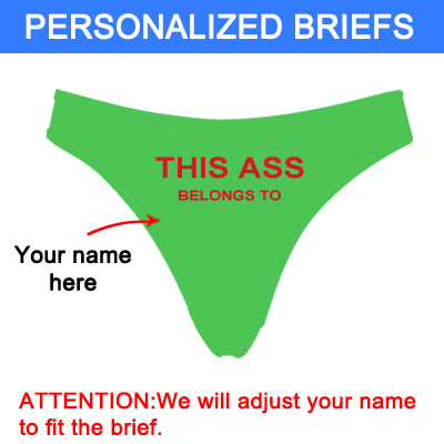 Personalized "Ass Belongs To" Green Thong Panty - amlion