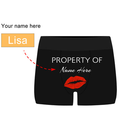 Personalized  Property of Name Black Boxer Briefs - amlion