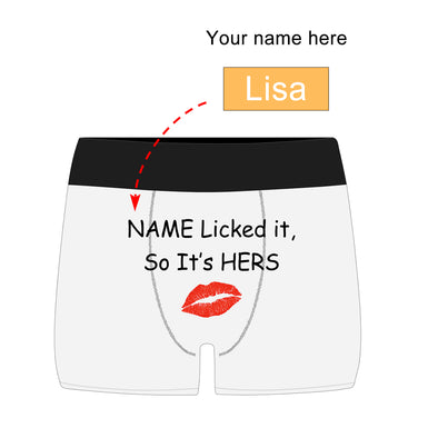 Personalized Name "Licked It" White Boxer Briefs - amlion