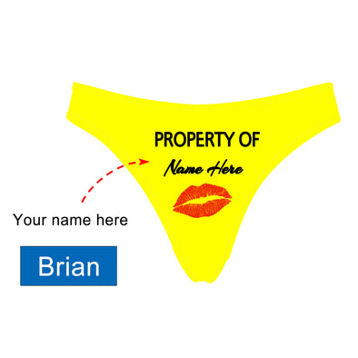 Personalized Property of Name Yellow Thong Panty - amlion