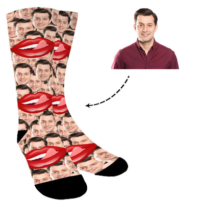Custom Photo Lips Face Socks - amlion