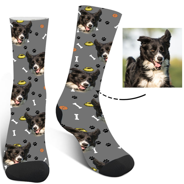 Custom Bone Pattern Dog's Photo Socks For Men And Women - amlion