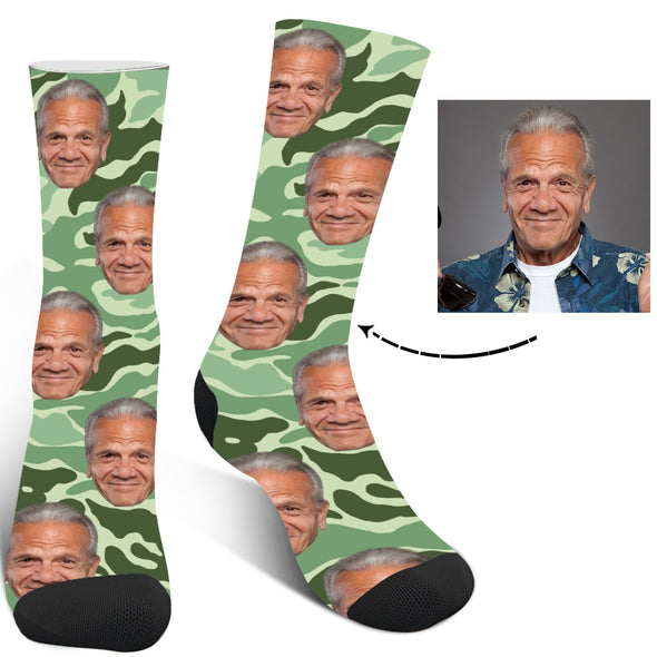 Custom Photo Colorful Camouflage Face Socks - amlion