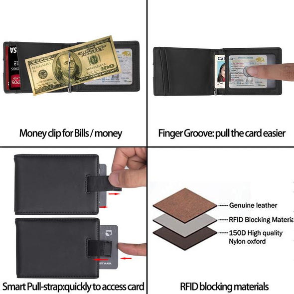 Minimalist Wallet, Slim Bifold Wallet, RFID Blocking Wallets for Men ( Black)