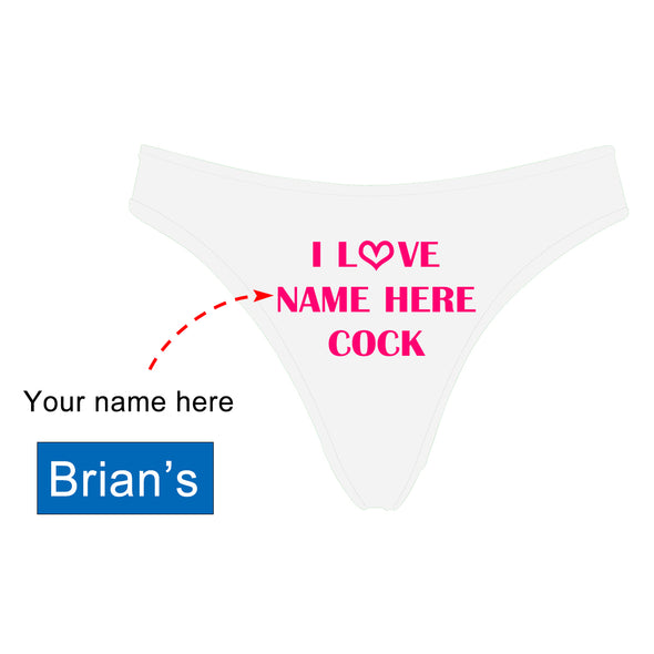 Personalized Name's Cock White Thong Panty - amlion