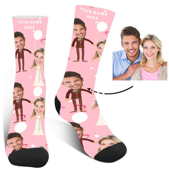 Custom Wedding Pattern Photo Socks For Men And Women - amlion