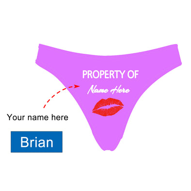 Personalized Property of Name Pink Thong Panty - amlion