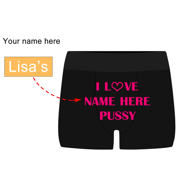 Personalized“Love Name's Pussy" Black Boxer Briefs - amlion