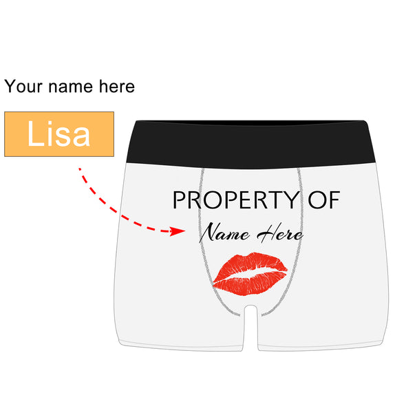 Personalized  Property of Name White Boxer Briefs - amlion