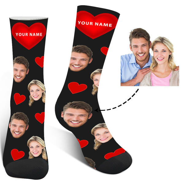 Custom Photo Heart Socks For Lover - amlion